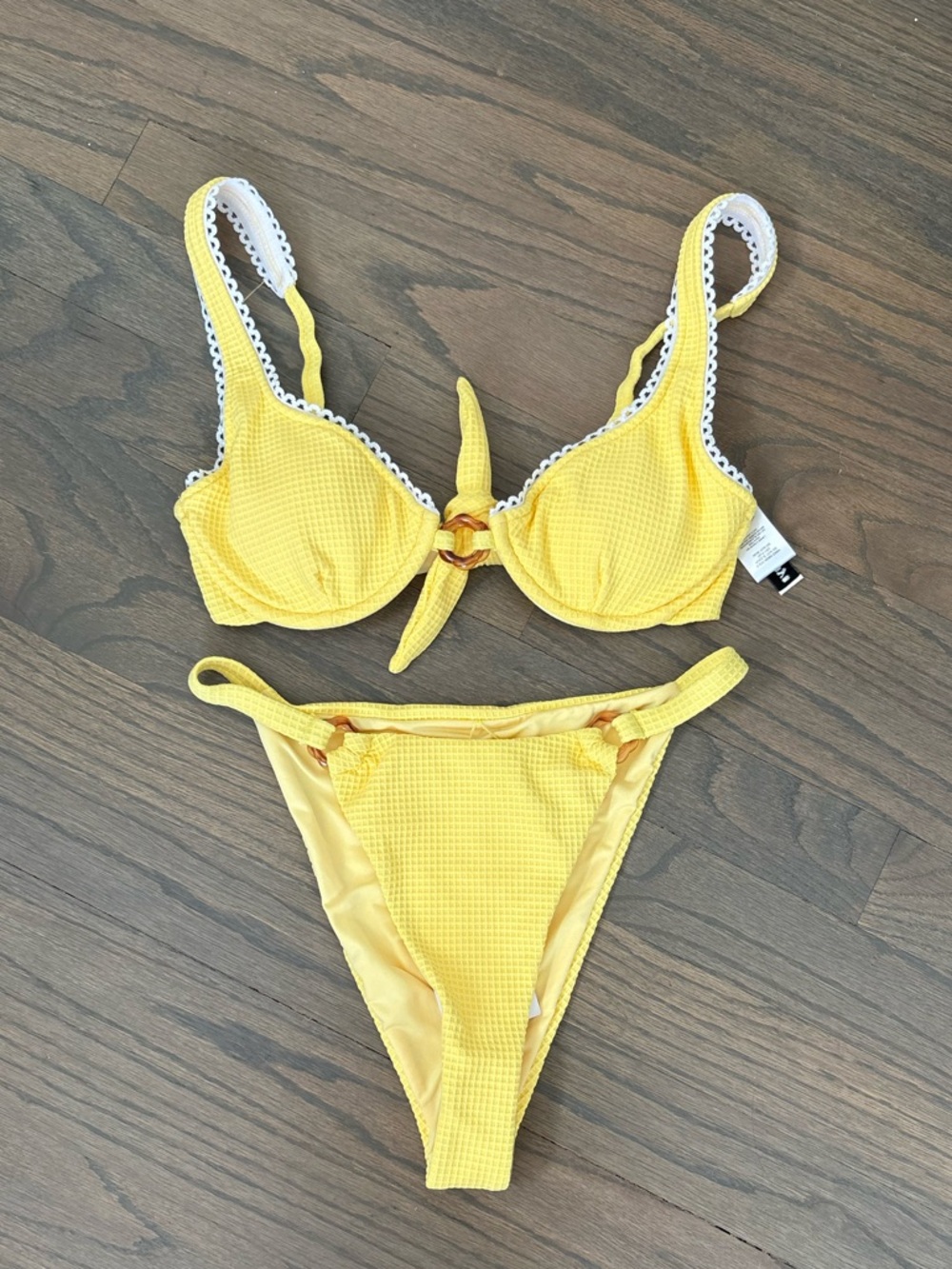 Dippin' Daisy's Yellow Bikini Set with White Trim